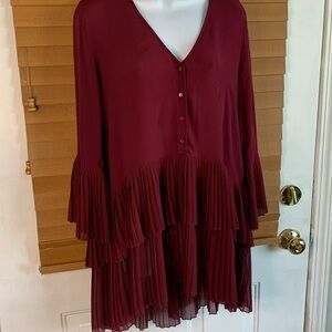 Zara Woman burgundy pleated tunic size XS